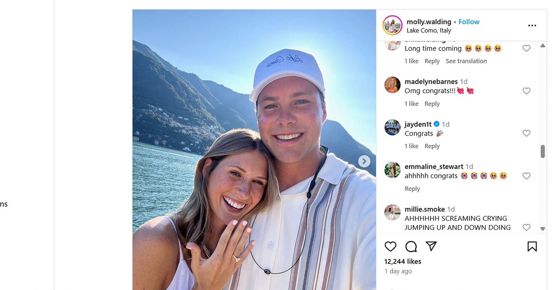 Quinn Ewers’ girlfriend Mady Barnes sends 2-word message as Leonard gets engaged to his college sweetheart Molly Walding/@molly.walding
